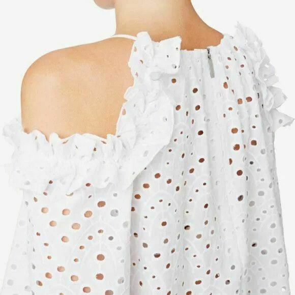 White Broderie Cold Shoulder Top Blouse NWT RRP$139