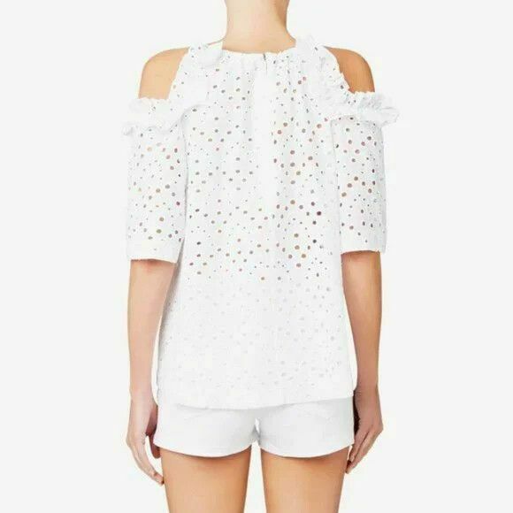 White Broderie Cold Shoulder Top Blouse NWT RRP$139