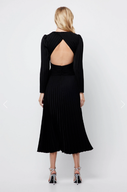 STARS ALIGNED MIDI DRESS - BLACK