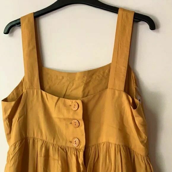 Mustard Embroidered Floral Tiered Midi Dress