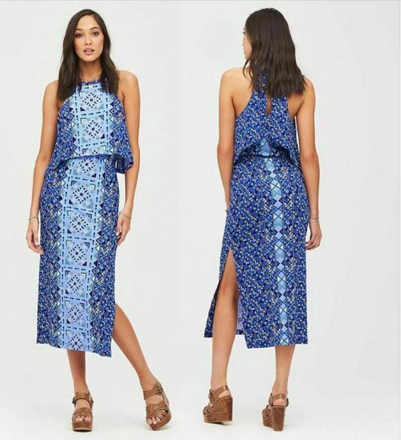 Totem Blue High Neck Midi Dress RRP$199