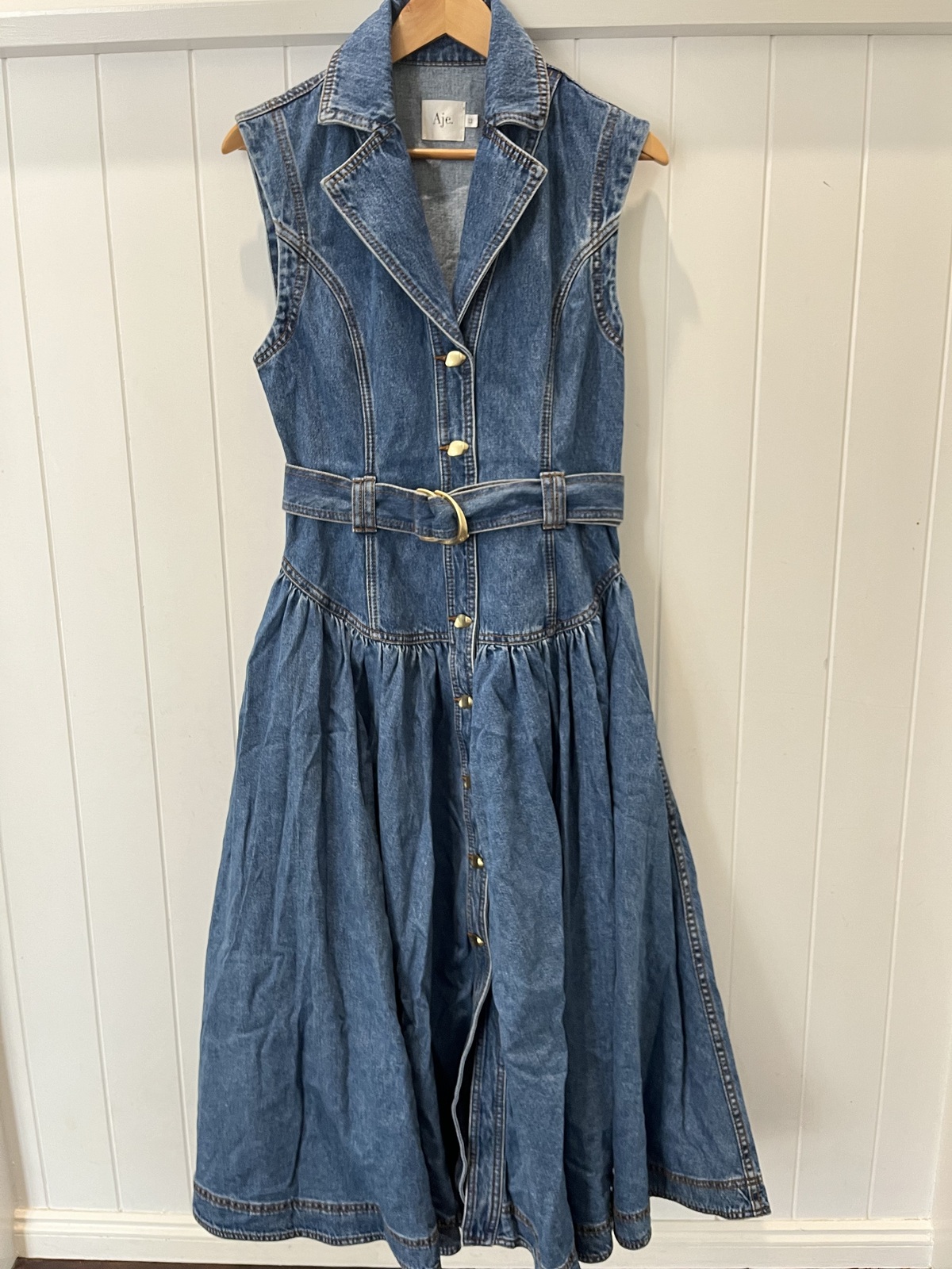 Aje. Elena midi denim dress 6 new - AirRobe