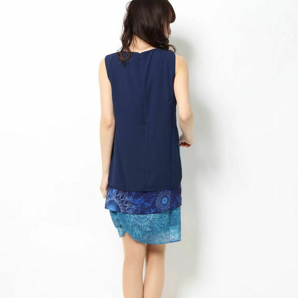 Capas Neko Blue Layered Sleeveless Shift Dress NWT