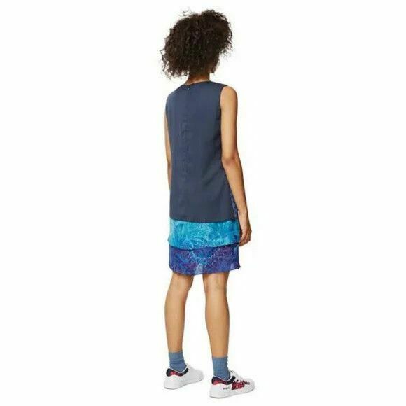 Capas Neko Blue Layered Sleeveless Shift Dress NWT