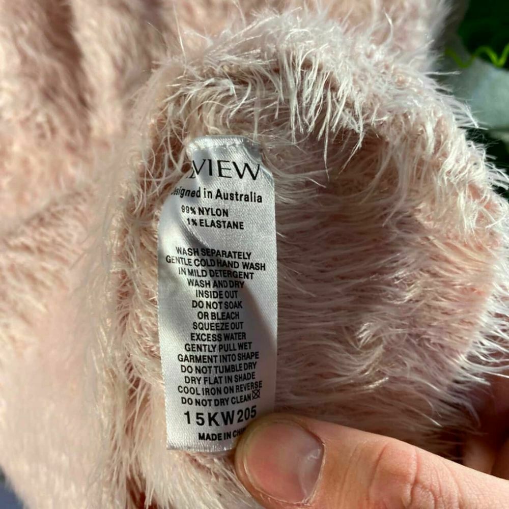 Pink Fluffy Knit Short Sleeve Tee Top