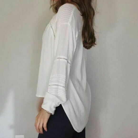 AMUSE SOCIETY Zelia Woven White Long Sleeve Blouse Shirt