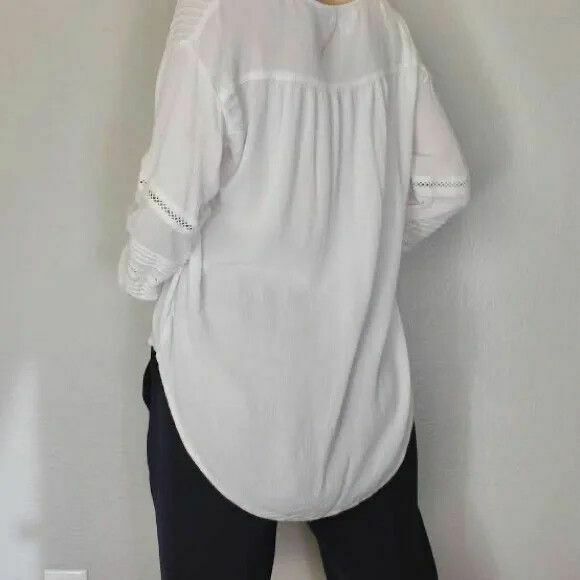 AMUSE SOCIETY Zelia Woven White Long Sleeve Blouse Shirt