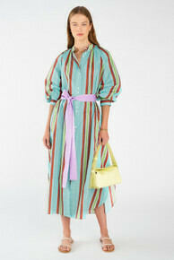 Siesta Stripe Shirt Dress Sea Spray