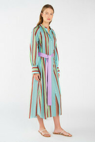 Siesta Stripe Shirt Dress Sea Spray