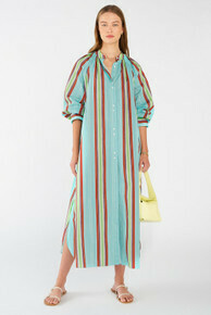 Siesta Stripe Shirt Dress Sea Spray