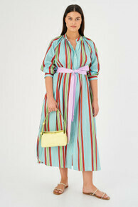 Siesta Stripe Shirt Dress Sea Spray