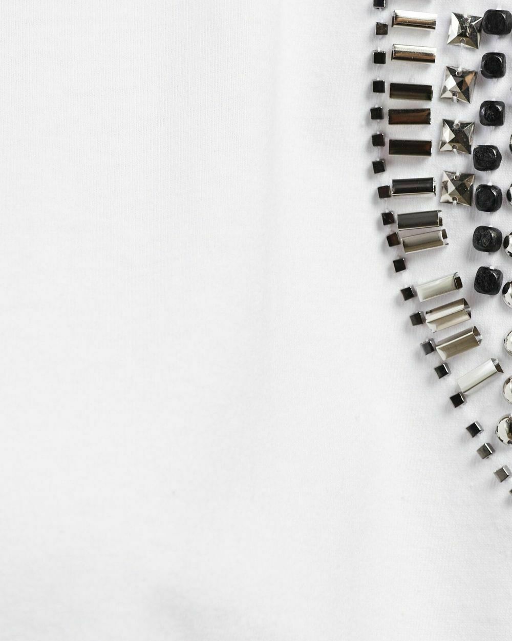 Moon Rider Embellished White Cotton Crew Neck Tee Tank Top