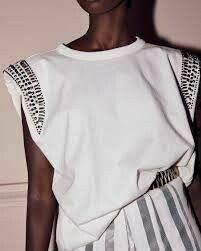 Moon Rider Embellished White Cotton Crew Neck Tee Tank Top