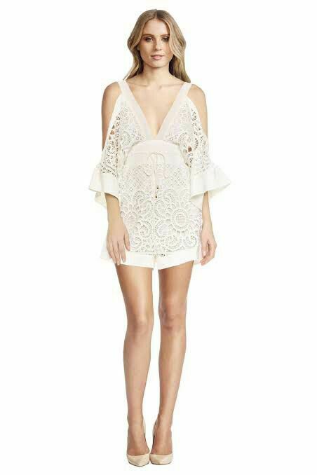 Keep Me There White Lace Overlay Kimono Sleeve Playsuit