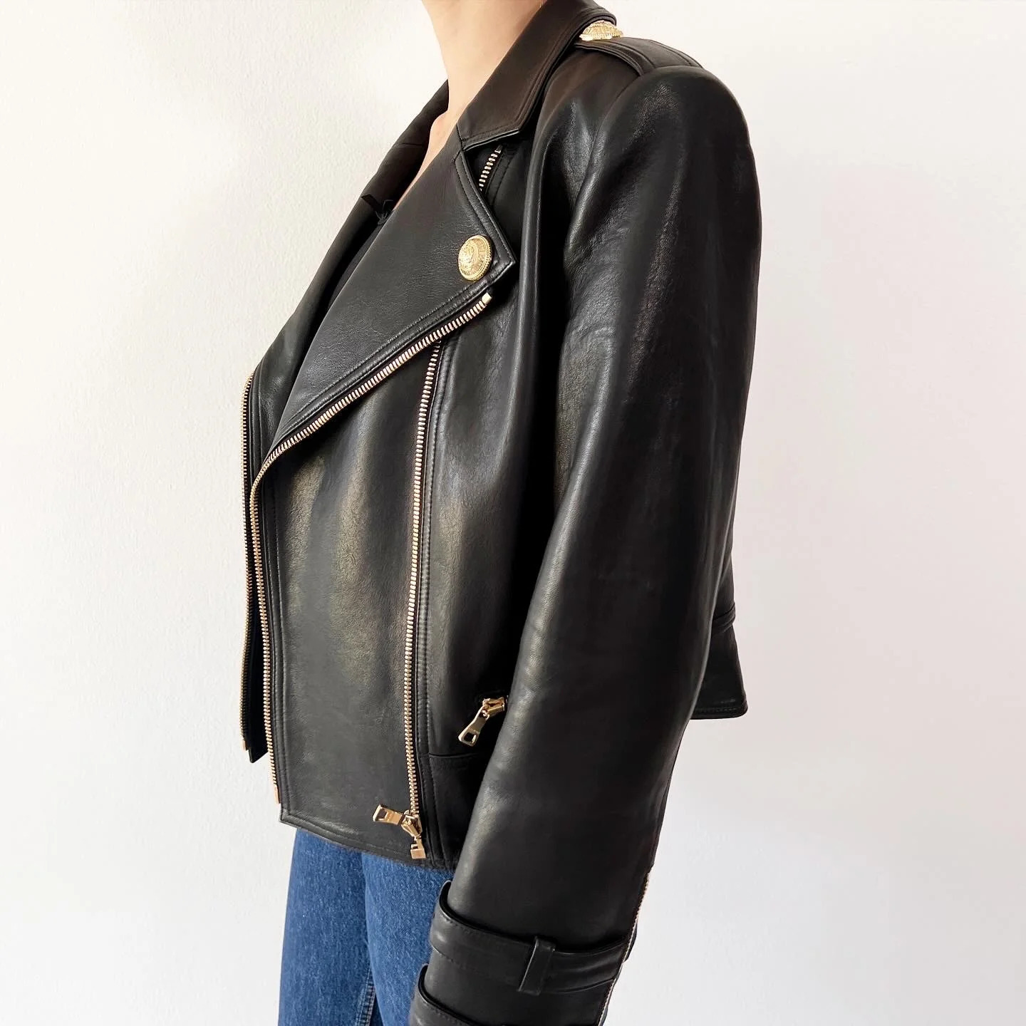 Balmain Leather Jacket Sz 46 - AirRobe