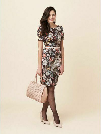 Winnifred Black Floral Office Shift Dress