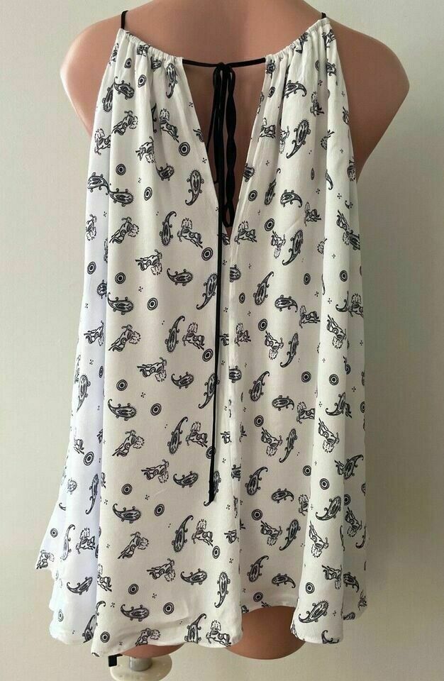 My Generation White Black Paisley Swing Cami Top NWT RRP$275
