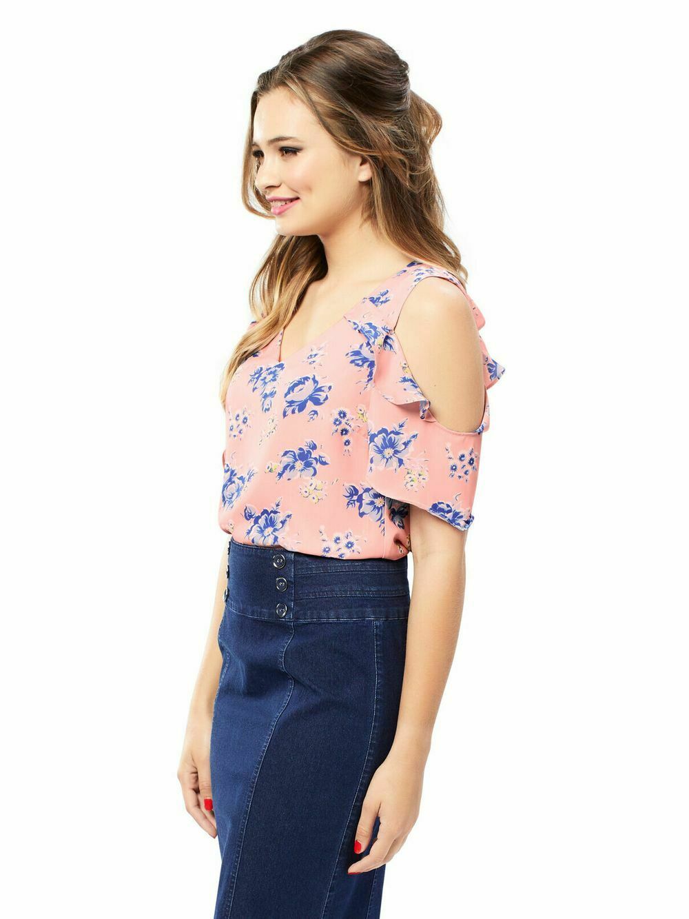 Tasmin Floral Cold Shoulder Top Blouse