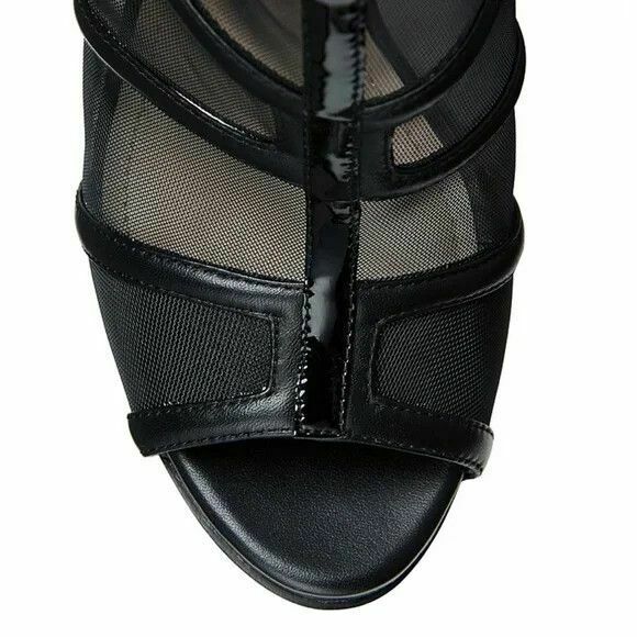 Tie Breaker Black Leather Mesh Peeptoe Booties