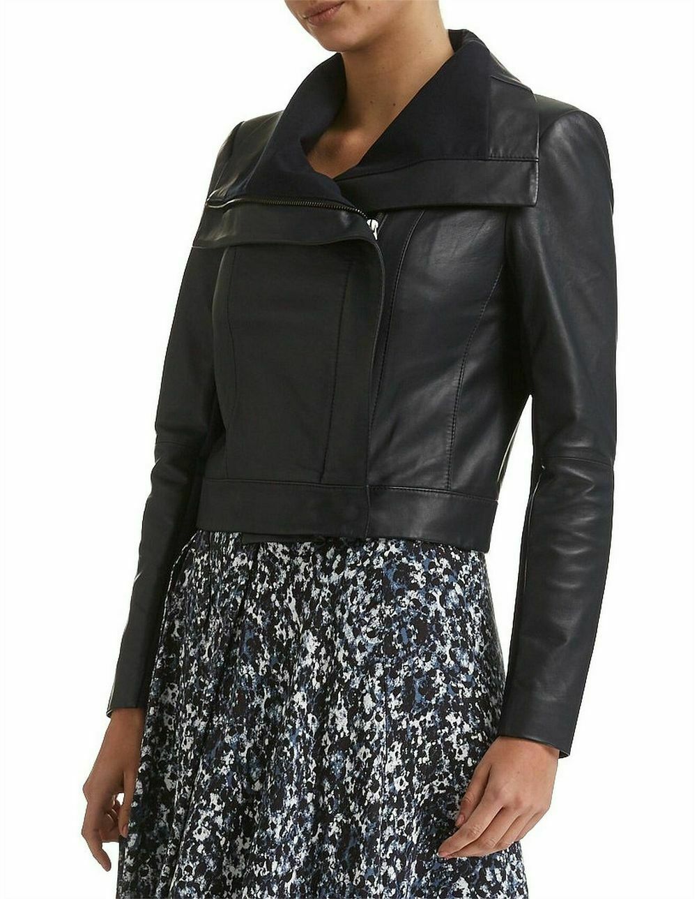 Layla Navy Leather Jacket RRP$799