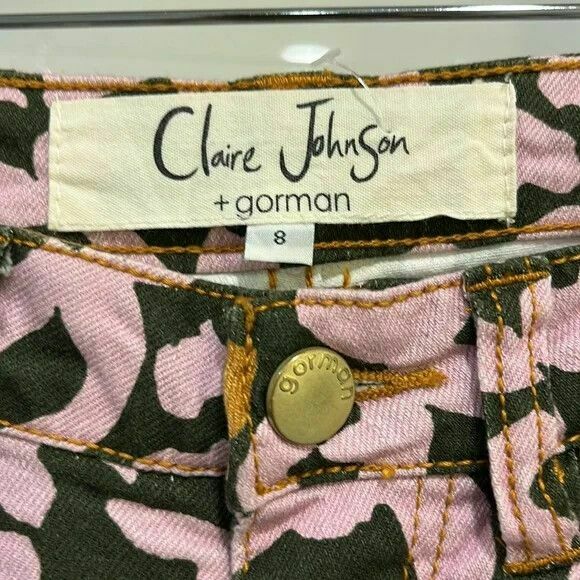 Claire Johnson Medusas Hair Pink Animal Print Denim Skinny Jeans