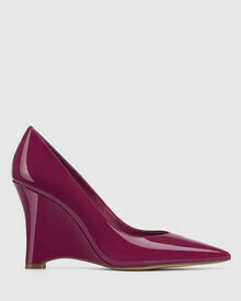 Venezia Mulberry Patent Leather Wedge Heel Pump