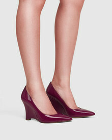 Venezia Mulberry Patent Leather Wedge Heel Pump