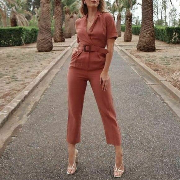 Eclipse Latte Belted Jumpsuit
