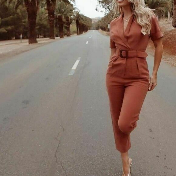 Eclipse Latte Belted Jumpsuit