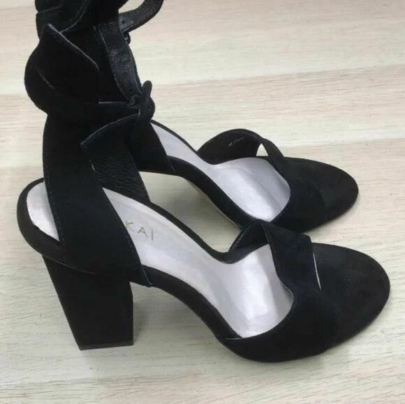 Suede Leather Hamilton Black Chunky Block Heels