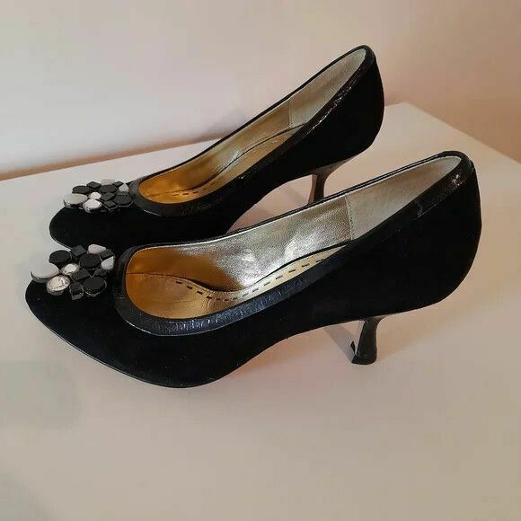 Black Bejewelled Low Heeled Pumps RRP$249