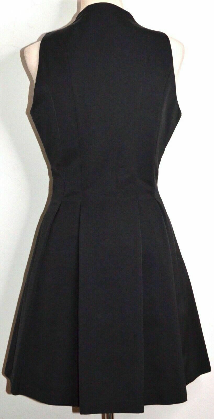 Black Rose Gold Zip Front Office Fit & Flare Dress