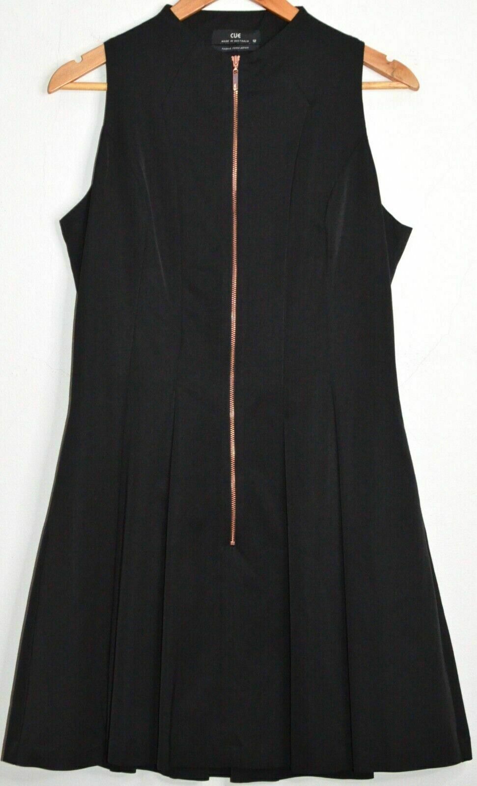 Black Rose Gold Zip Front Office Fit & Flare Dress