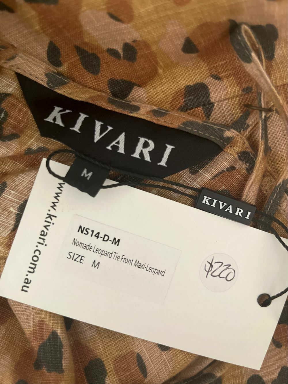 Nomade Leopard Print Tan Tie Front Maxi Dress NWT