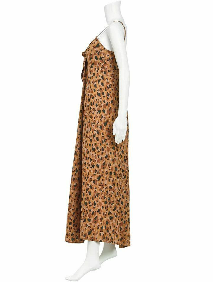 Nomade Leopard Print Tan Tie Front Maxi Dress NWT