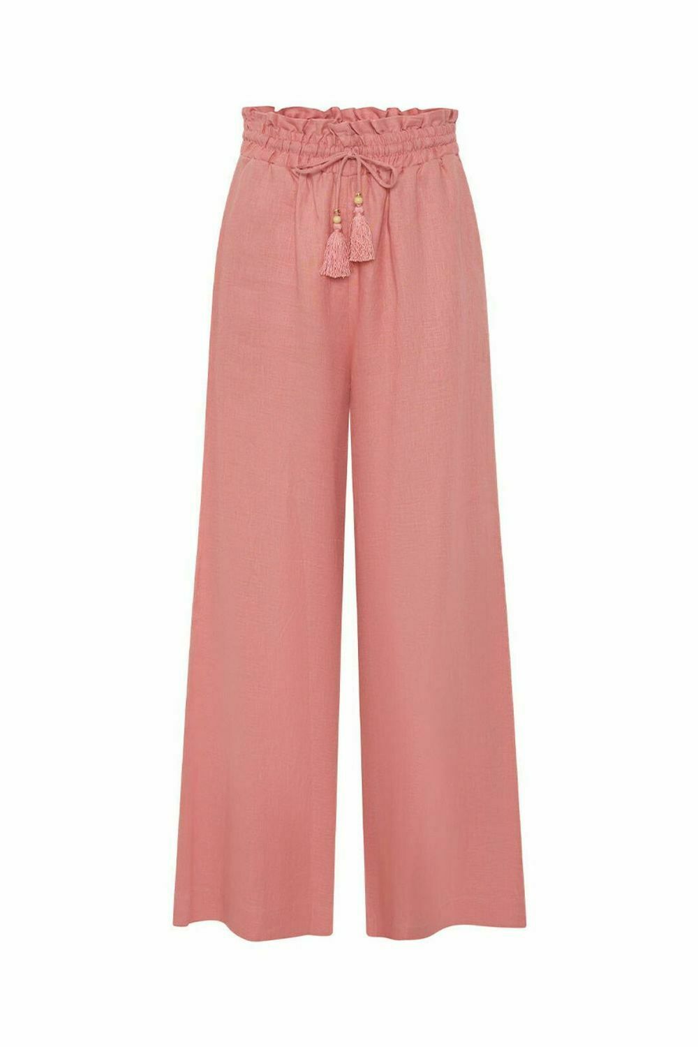 Molly Linen Italian Clay Pink High Waisted Wide Leg Pants RRP$199