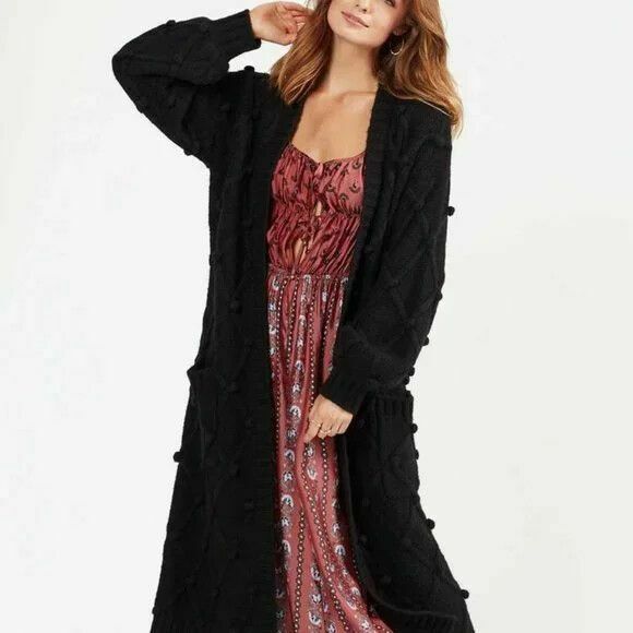 Arles Wool blend Black Pom Pom Cardi Cardigan RRP$299