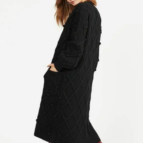 Arles Wool blend Black Pom Pom Cardi Cardigan RRP$299