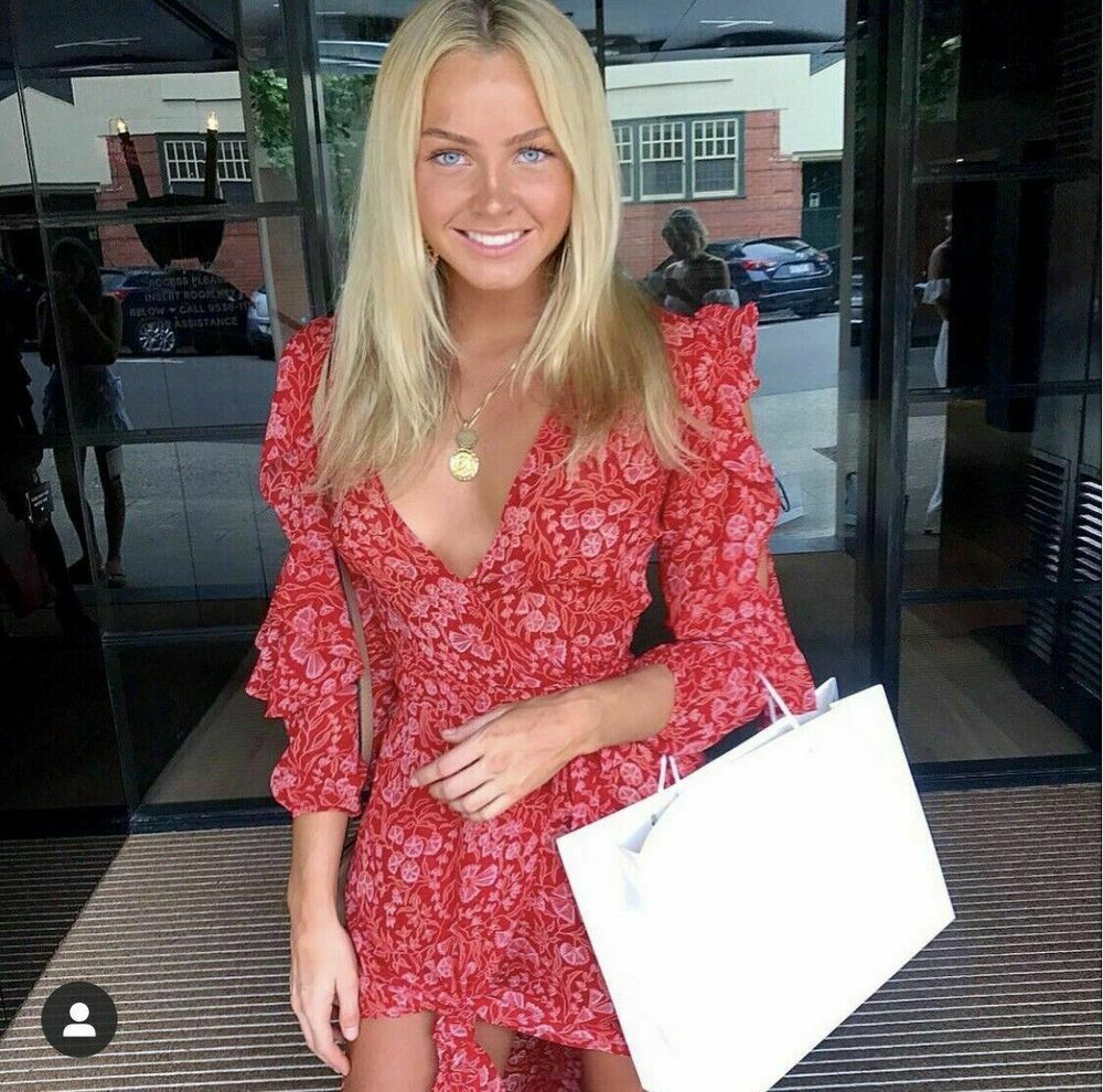  Red Sheer Floral Long Sleeve Cold Shoulder Maxi Wrap Dress