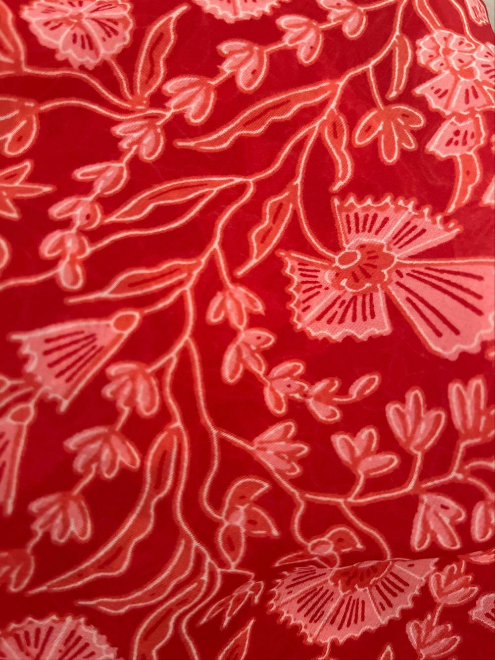  Red Sheer Floral Long Sleeve Cold Shoulder Maxi Wrap Dress