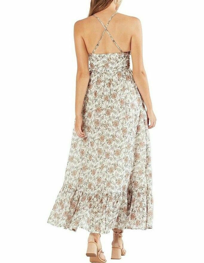 Margaux White Cotton Floral Tie Front Maxi Dress