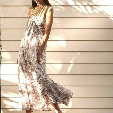 Margaux White Cotton Floral Tie Front Maxi Dress