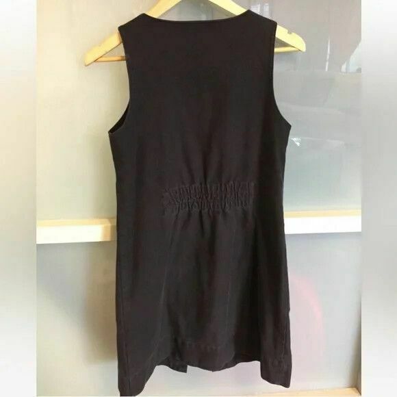 Black Sleeveless Pinafore Denim Mini Dress