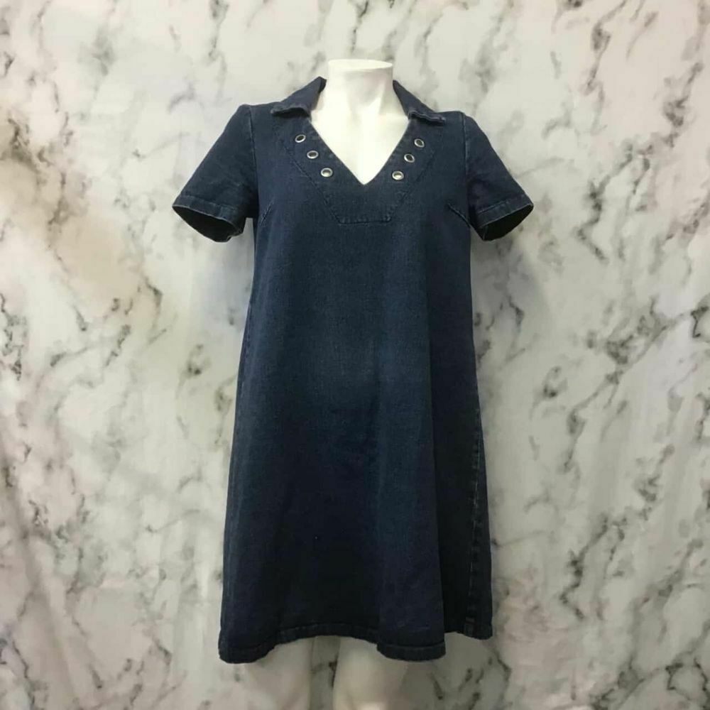 Spells Cotton Denim Shift Shirt Dress