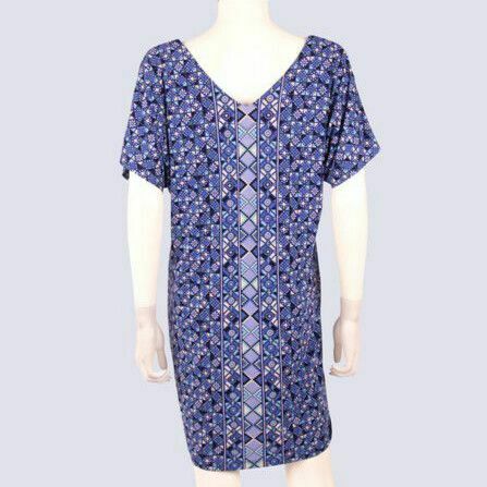 Totem Blue Mumu Kaftan Beach Mini Dress