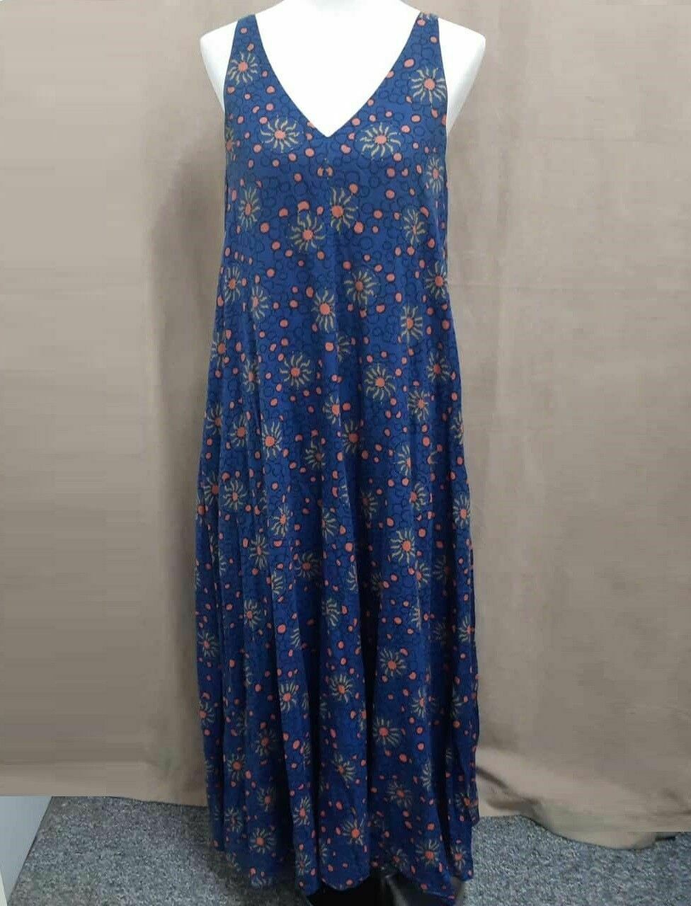 Cotton Printed Voile Blue Floral Maxi Dress