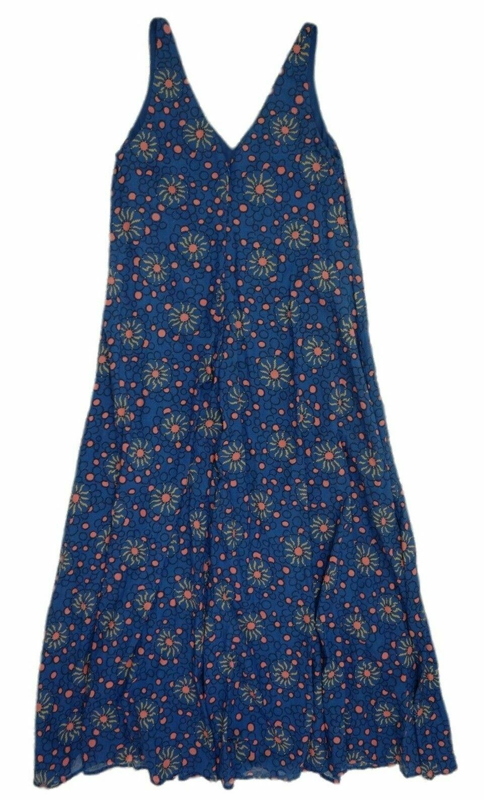 Cotton Printed Voile Blue Floral Maxi Dress