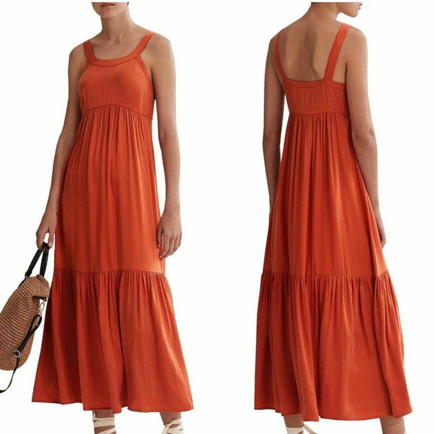 Rust Orange Tiered Maxi Dress