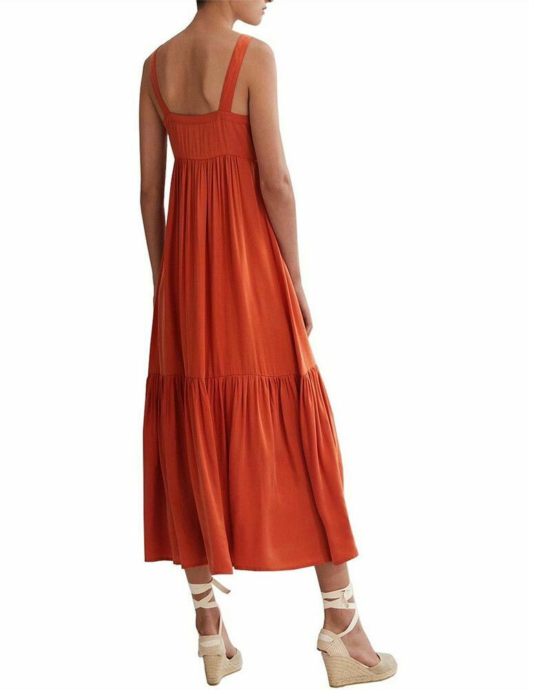 Rust Orange Tiered Maxi Dress