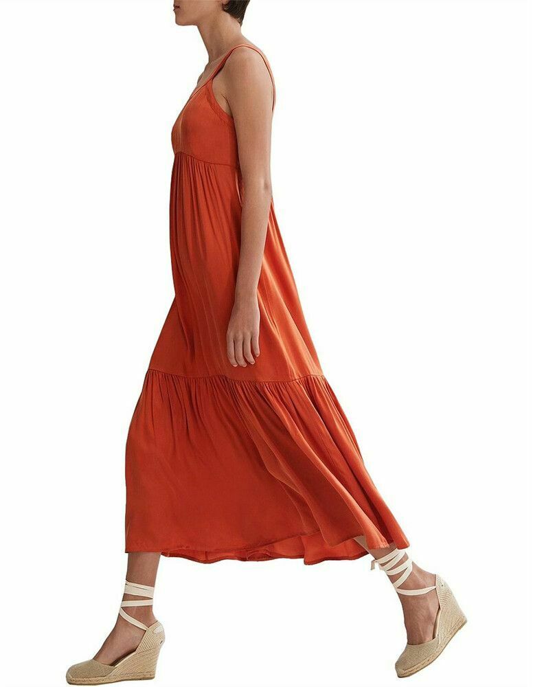 Rust Orange Tiered Maxi Dress